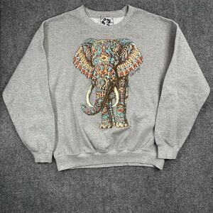 MENS RIOT SOCIETY GRAY Aztec Print ELEPHANT GRAPHIC CREWNECK Sz LARGE (Lg) SK8er